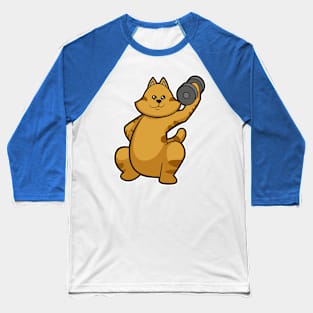 Cat at shoulder training with Dumbbell Baseball T-Shirt